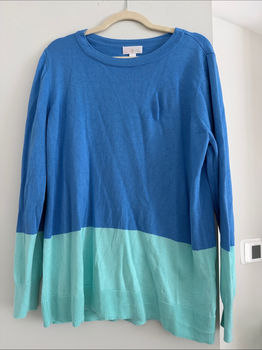 Blue & Mint Colorblock Crewneck Sweater Size L